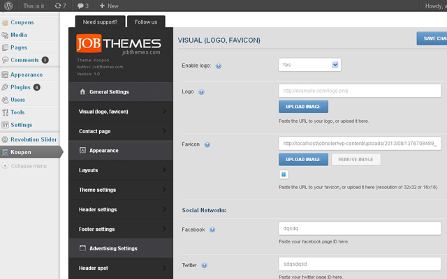 very easy and comprehensive set of theme options that will help you configure your site