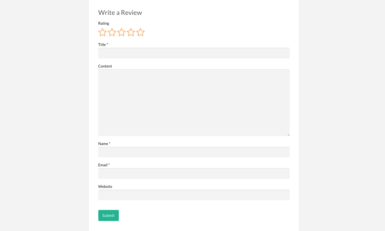 Simple form so your customers or visitors can quickly complete their review.
