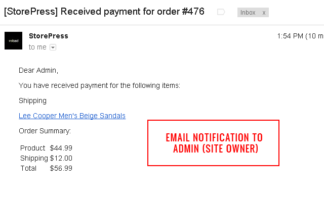 Notification 1: To Admin (Site Owner)