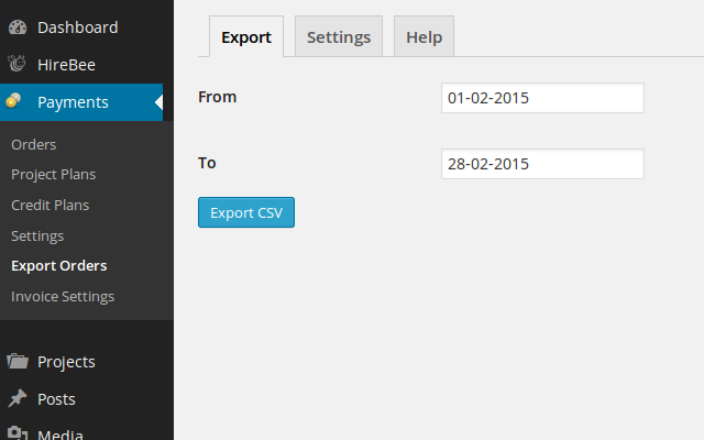 Set the date range you want to export orders for.